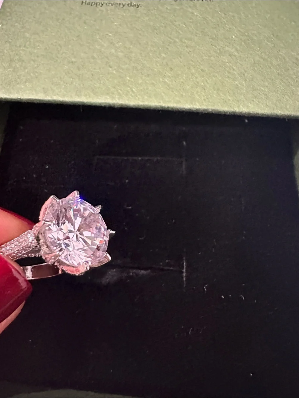 Round Solitaire Crystal Ring in Silver - Best Wishes
